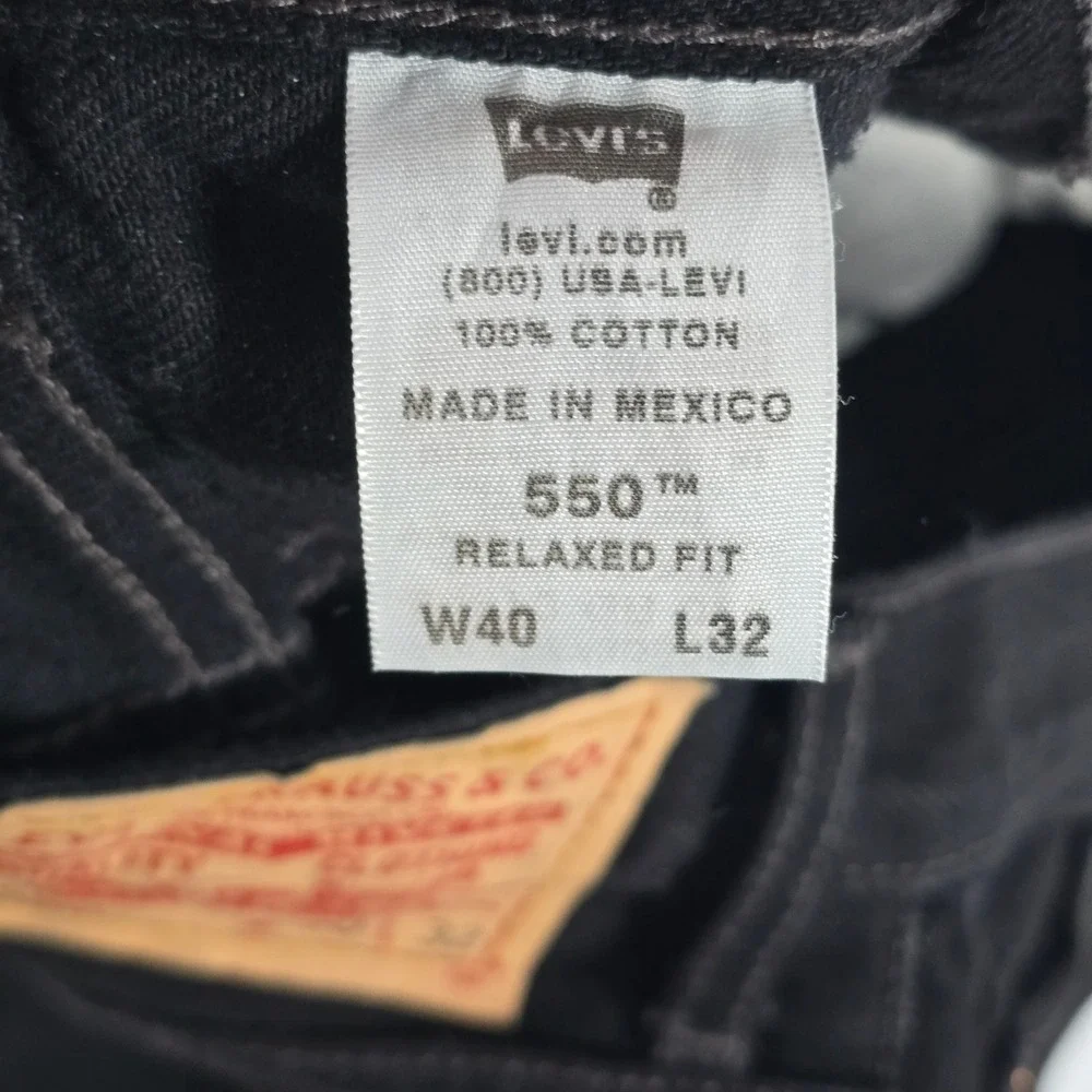 Levis 550 Relaxed Fit Jeans Mens‎ 40x32 Black Denim Tapered Leg Pants 13790